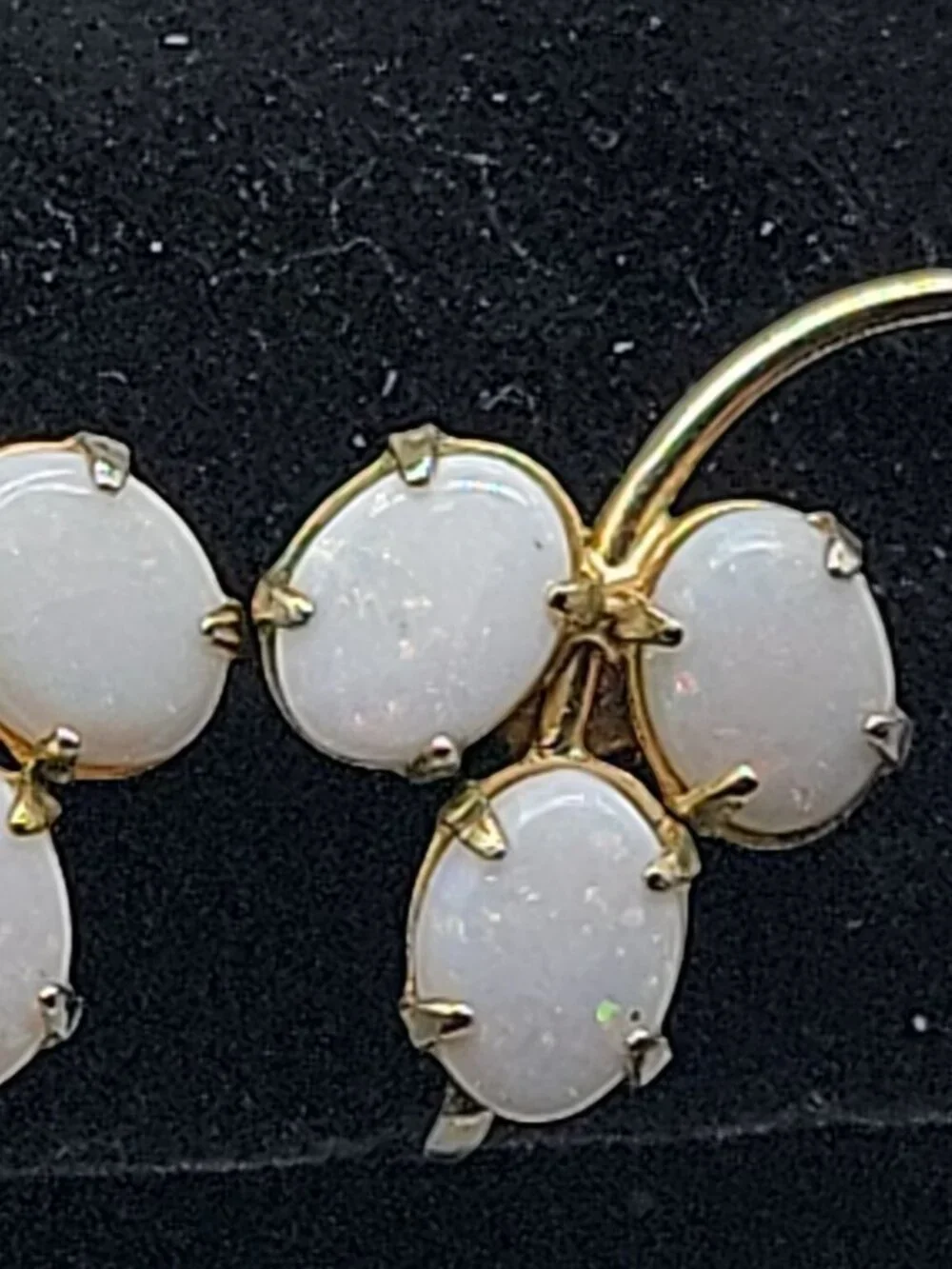 Sorrento 12kGF Faux Opal Cluster Clipped On Earrings Yellow Gold Filled Vintage